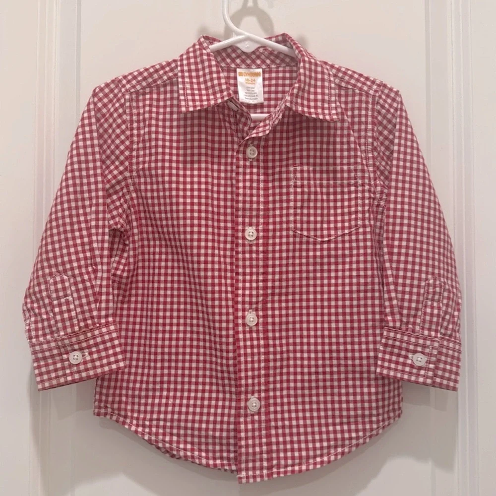 Gymboree 18-24mo baby red and white gingham button down